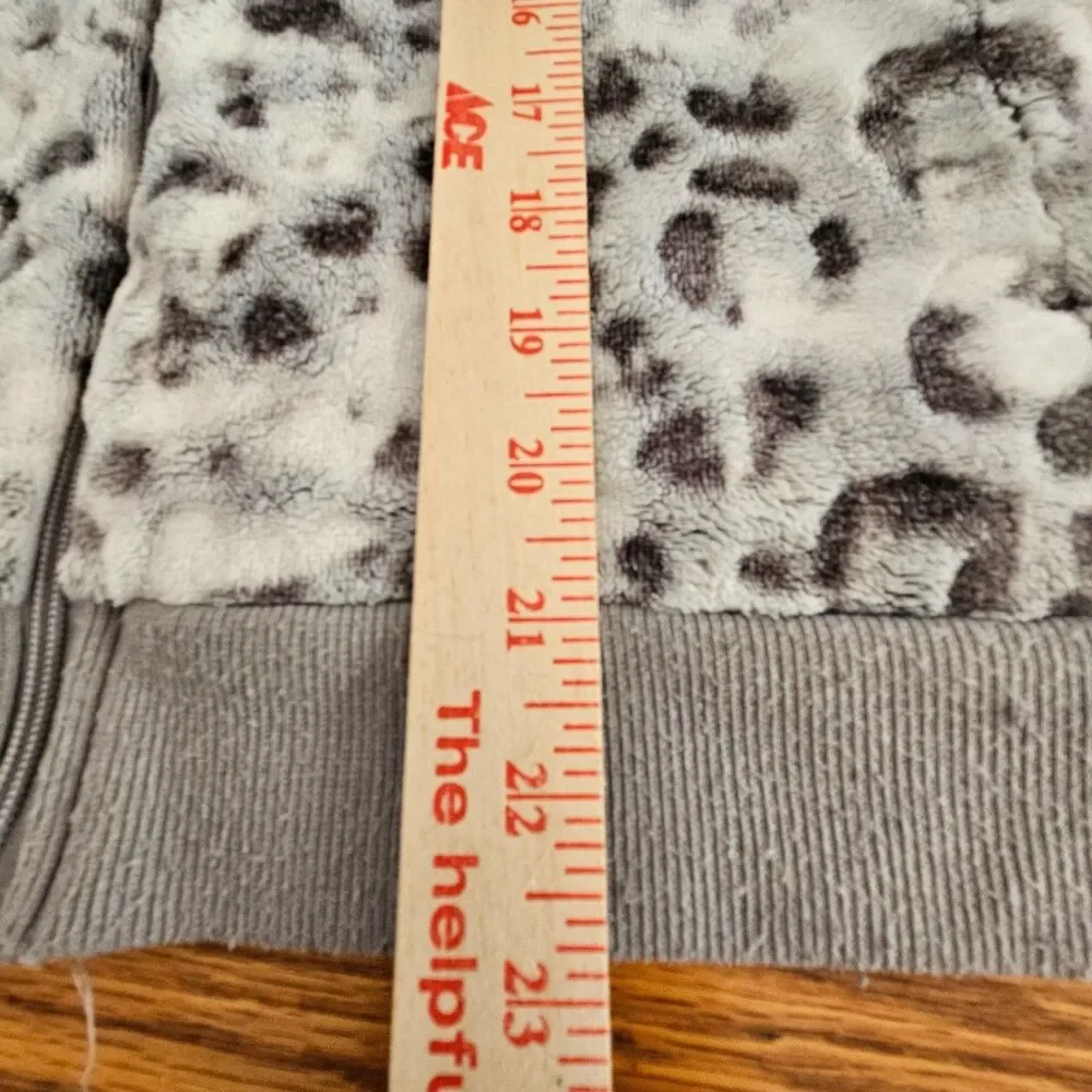 Wonder Nation Jacket Girls XL 14-16 Plus Gray Snow Leopard Hood Plush